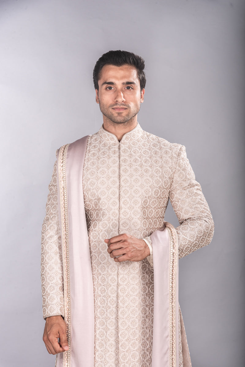 Light Mov Silk Sherwani