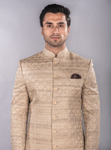 Antiq Gold Raw Silk Sherwani