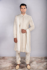 Silk Sherwani Hand Highlighted