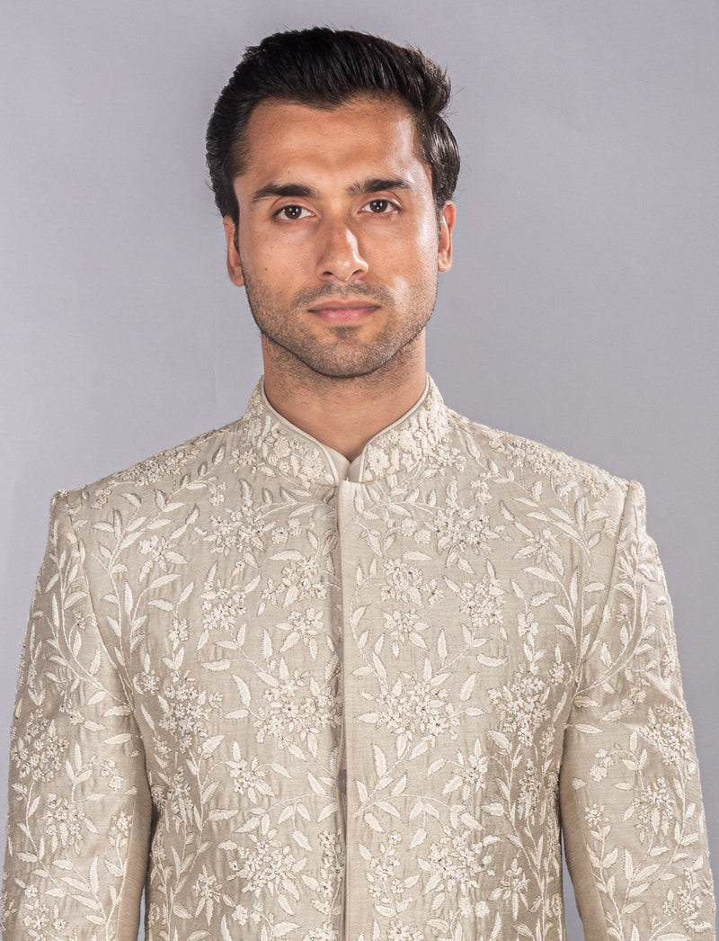 Sage Green Silk Sherwani