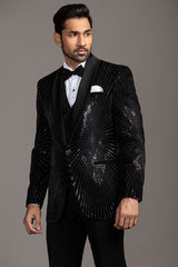 BLACK SEQUENCE 3 PCS SUIT