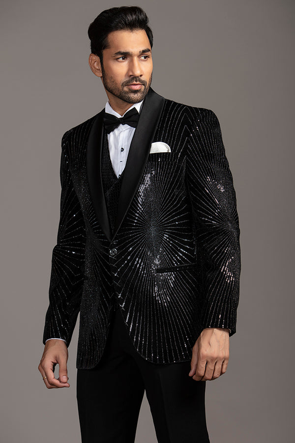 BLACK SEQUENCE 3 PCS SUIT