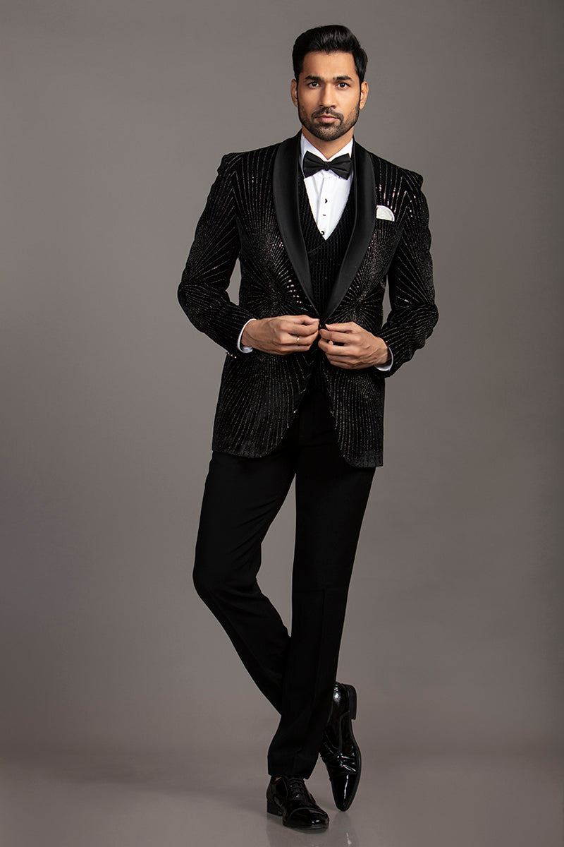 BLACK SEQUENCE 3 PCS SUIT